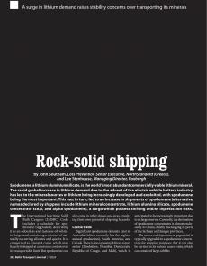 BTJ 1/24 - LEGAL: Rock-solid shipping. A surge in lithium demand raises stability concerns over transporting its minerals